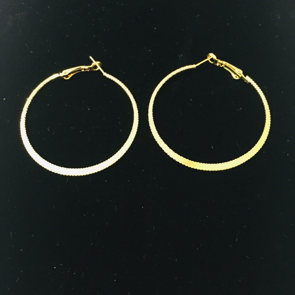 Gold Toned Small Hoop Earrings - Picture 1 of 2